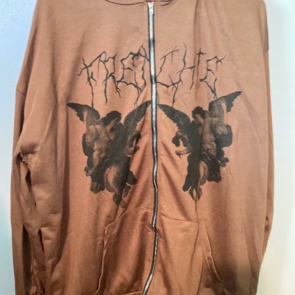 “Freddie” unisex hooded sweatshirt brown sZ  xl
